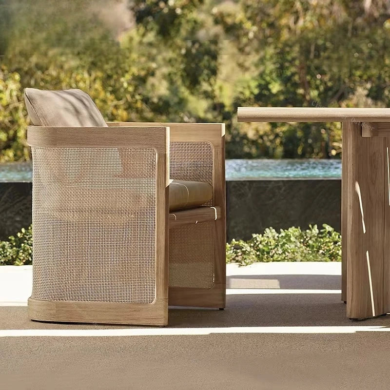 High-end outdoor furniture garden courtyard villa luxury bed leisure hotel swimming pool teak sun bath bed set