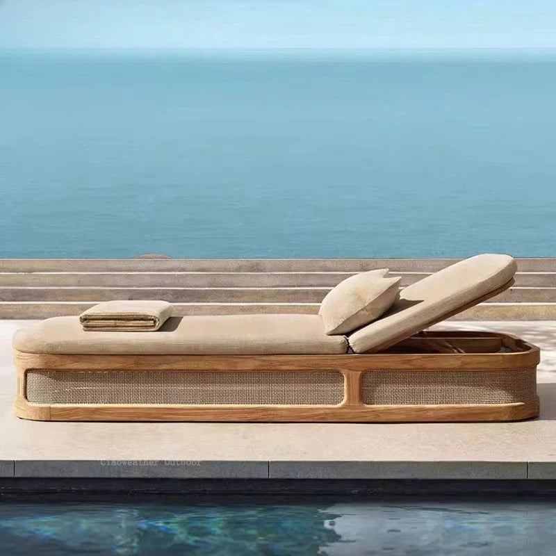 High-end outdoor furniture garden courtyard villa luxury bed leisure hotel swimming pool teak sun bath bed set