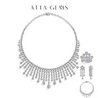 ATTAGEMS Real Moissanite Jewelry Set for Women D VVS1 S925 Sterling Silver Luxury Ring Earrings Bracelet Necklace  Wedding Gifts Luxlife Brands