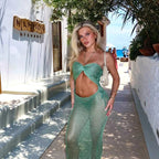 Sexy Knit Halter Neck Cut Out Beach Maxi Dress 2025 Summer Swimsuit Cover Up Women's Solid Colour Vacation Party Outfit K232 Luxlife Brands
