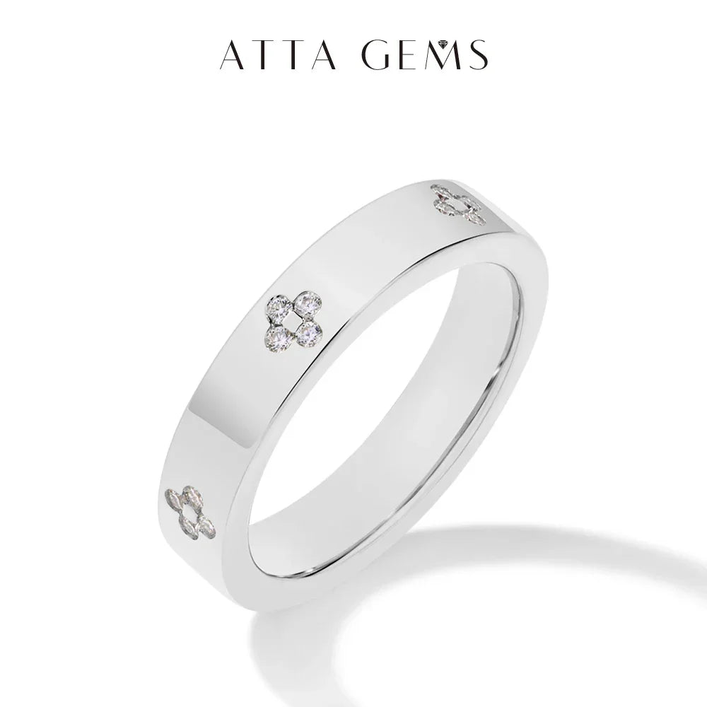ATTAGEMS Luxury D Color Round Cut 1.25mm Moissanite Wedding Band Rings For Women S925 Sterling SIlver Flowers Shape Fine Jewelry