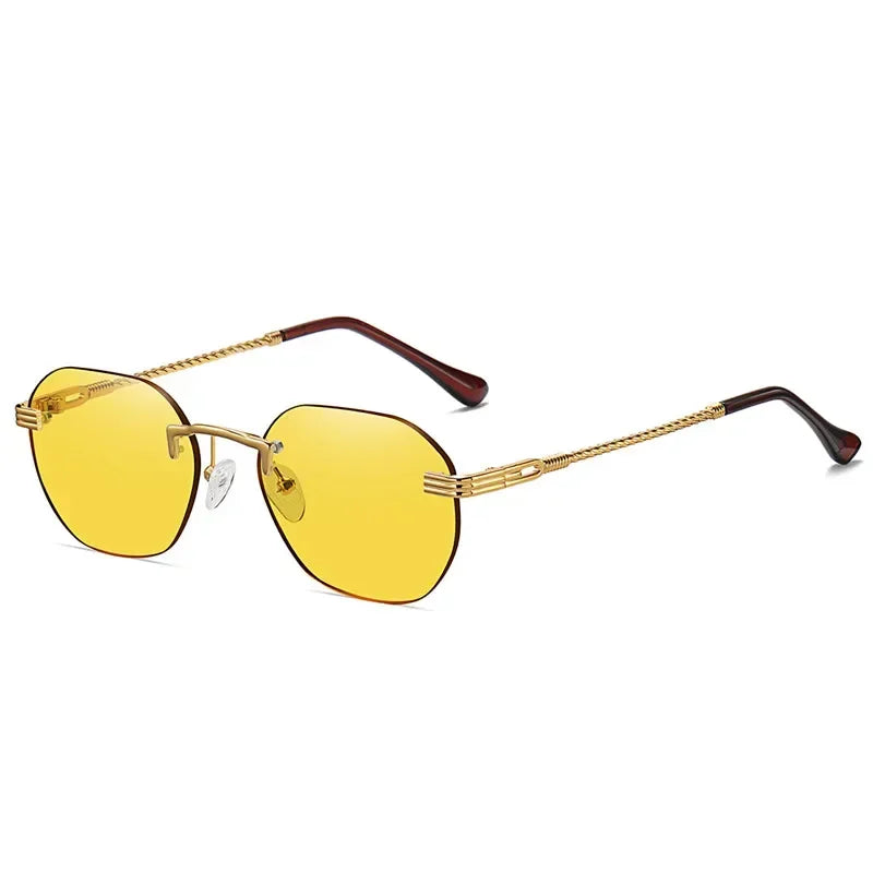 Frameless Gold Metal Ladies Sunglasses Rimless Gradient Lens Blue Fashion Sun Glasses For Men Uv400 Summer 2023