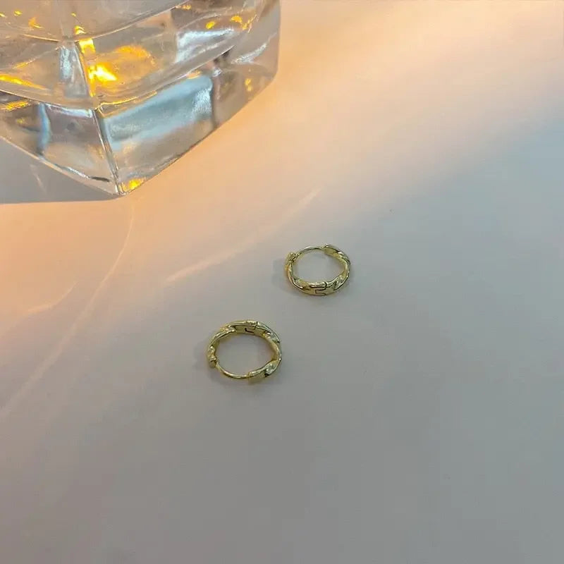 Fashion Korean Metal Elegant Hoop Earring Woman 2022 New Vintage Geometric Statement Earrings Jewelry Brincos Gift