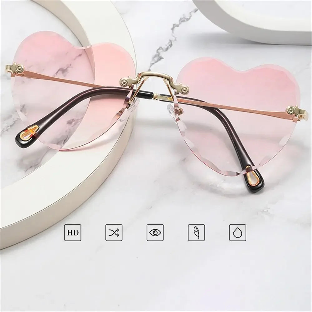 Heart-Shaped Rimless Sunglasses UV400 Luxlife Brands