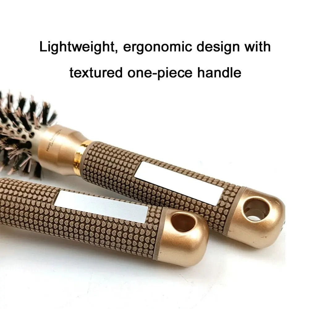Boar Bristle Hairbrush Styling Tool Curling Blow Dry Ceramic Hairbrush Straight Hair Curls Round Ionic Hair Brush Hair Care LUXLIFE BRANDS