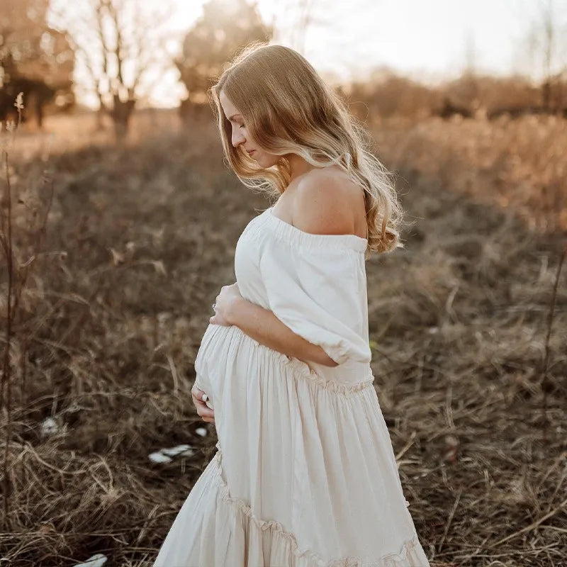 Vintage Boho Maternity Maxi Gown