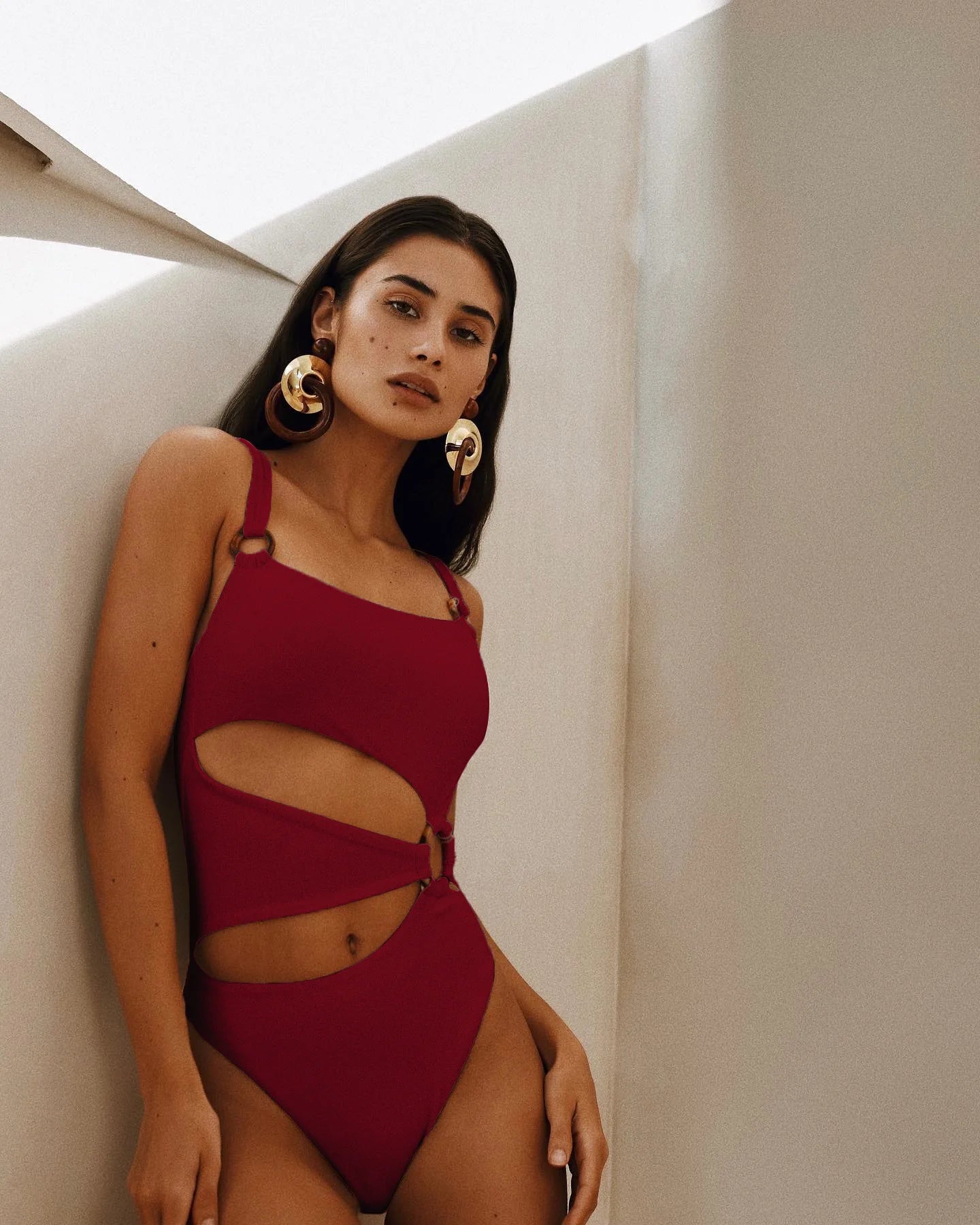 Sexy One piece Solid Color Women Bikini Set with Hollow Suspender Bikini Fashion Backless Swimsuit Low Waisted Bikini Set