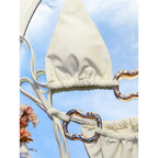 Sexy Halter Metal Rings High Leg Cut Bikini Female Swimsuit Women Swimwear Two-pieces Bikini set Bather Bathing Suit Swim V6564 Luxlife Brands