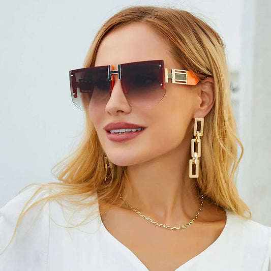 Rimless Square Sunglasses Women 2024 Luxury Brand Designer Vintage Frameless Sun Glasses For Men Fashion Flat Top Shades Eyewear LUXLIFE BRANDS