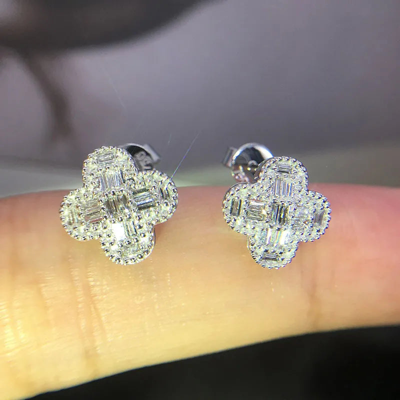 Gorgeous Princess Square CZ Stud Earrings for Women Weeding Engage Evening Party Female Delicate Earring Fashion Jewelry LUXLIFE BRANDS
