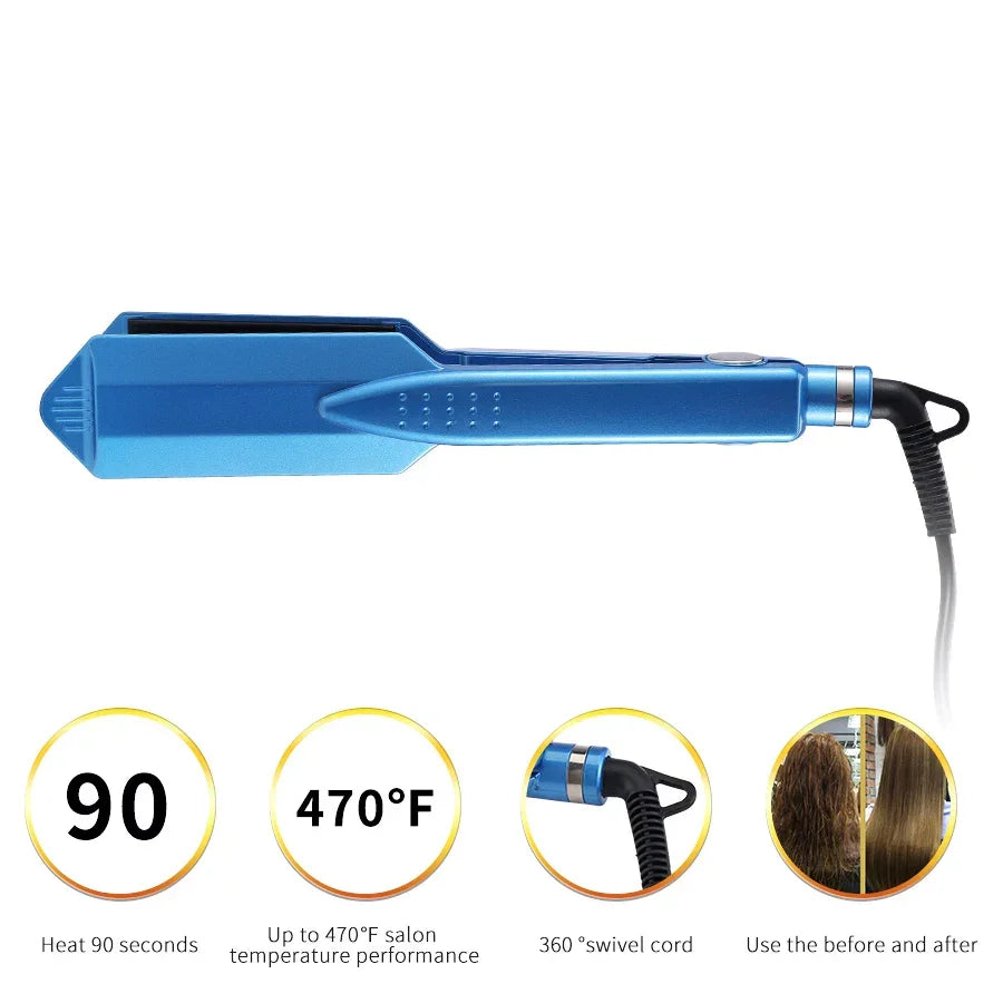 Professional Titanium Flat Iron 470°F Fast Heat up Dual Voltage Flat Iron