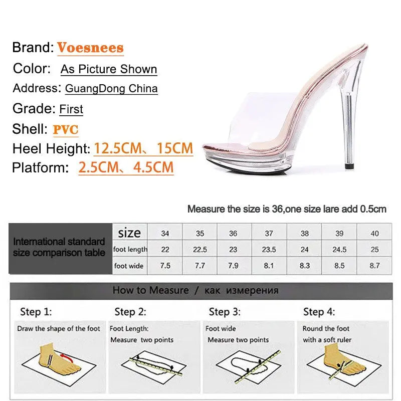 Women Slippers Crystal Platform Sandals Outdoors Elegant Super High Heels Pumps Sexy Female PVC Summer Transparent Party Shoes