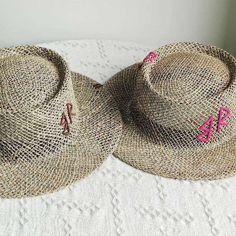 Designer French Elegant Women's Summer RB Letter Straw Hat Wide Brim Breathable Sun Protect Fashionable Beach Vacation Sun Hat Luxlife Brands
