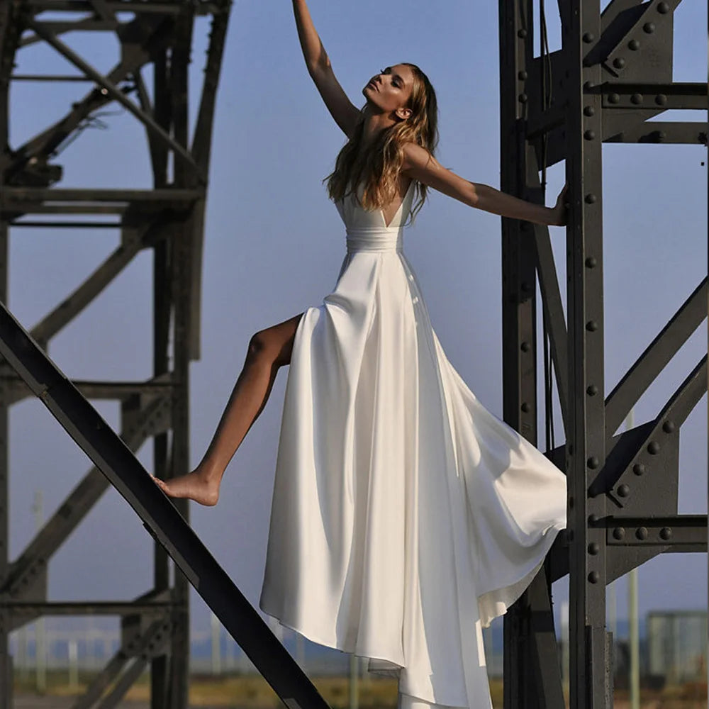 Satin A-Line Wedding Dress - Custom LUXLIFE BRANDS