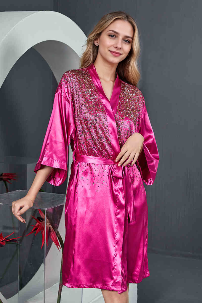 Luxurious Rhinestone Satin Custom Bridal and Bridesmaid Robe – Sparkling Elegance for Weddings SelenaHuanStudio
