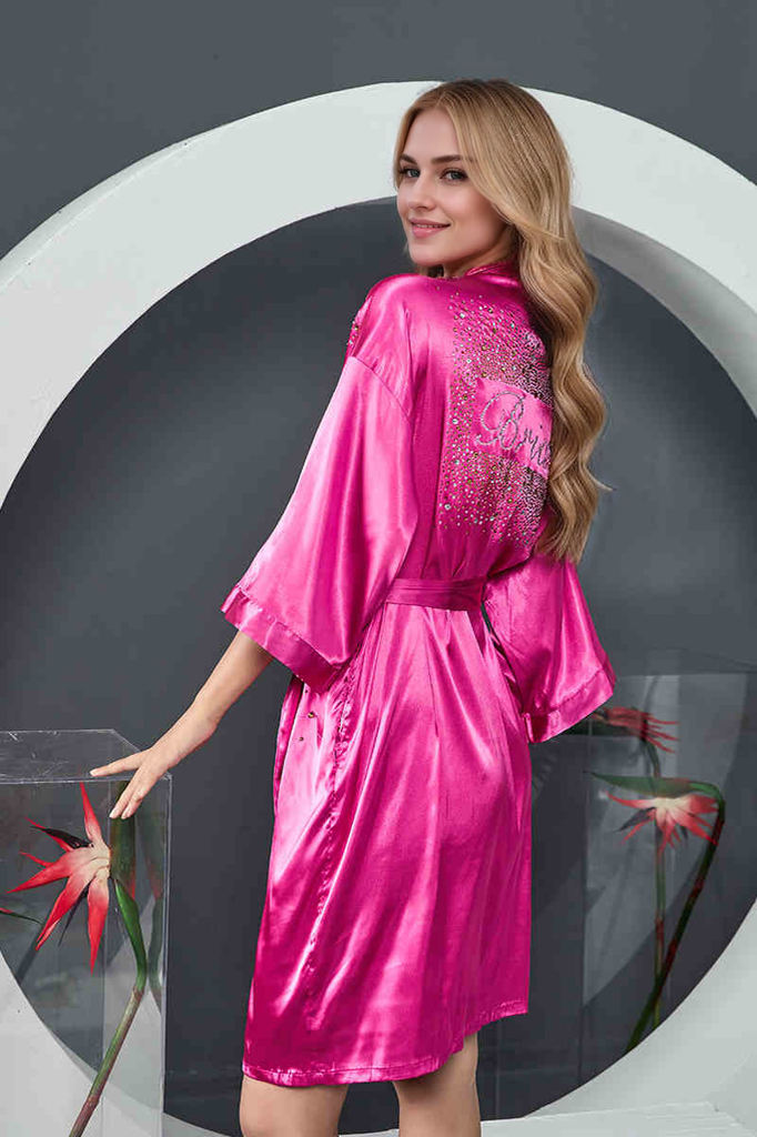 Luxurious Rhinestone Satin Custom Bridal and Bridesmaid Robe – Sparkling Elegance for Weddings