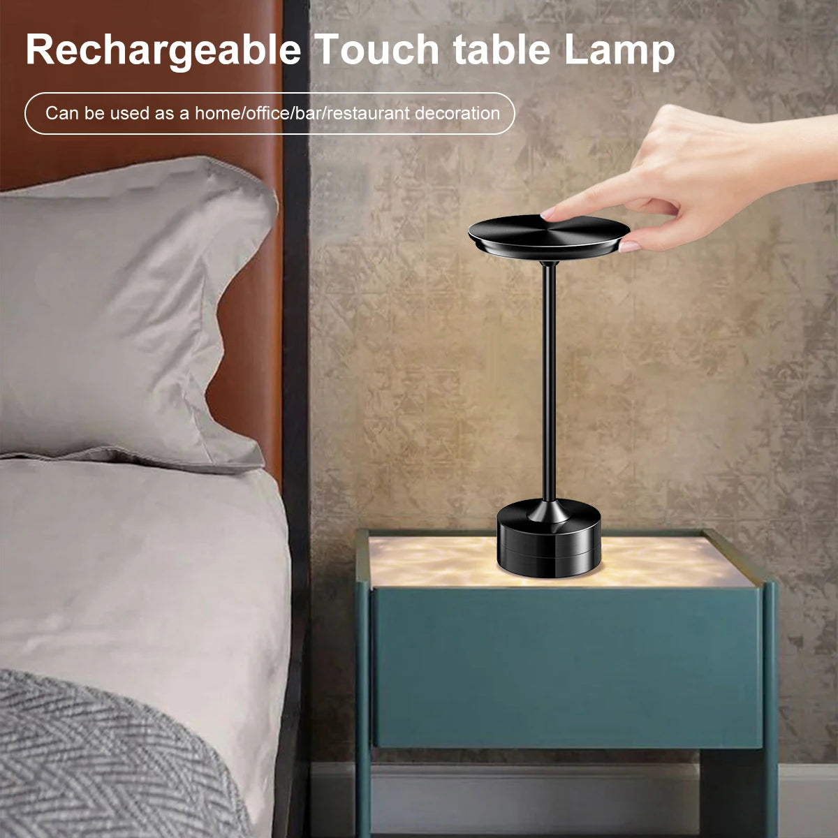 Wireless Table Lamp Touch Sensor Rechargeable Desktop Night Light LED Reading Lamp for Restaurant Hotel Bar Bedroom Decor Light LUXLIFE BRANDS