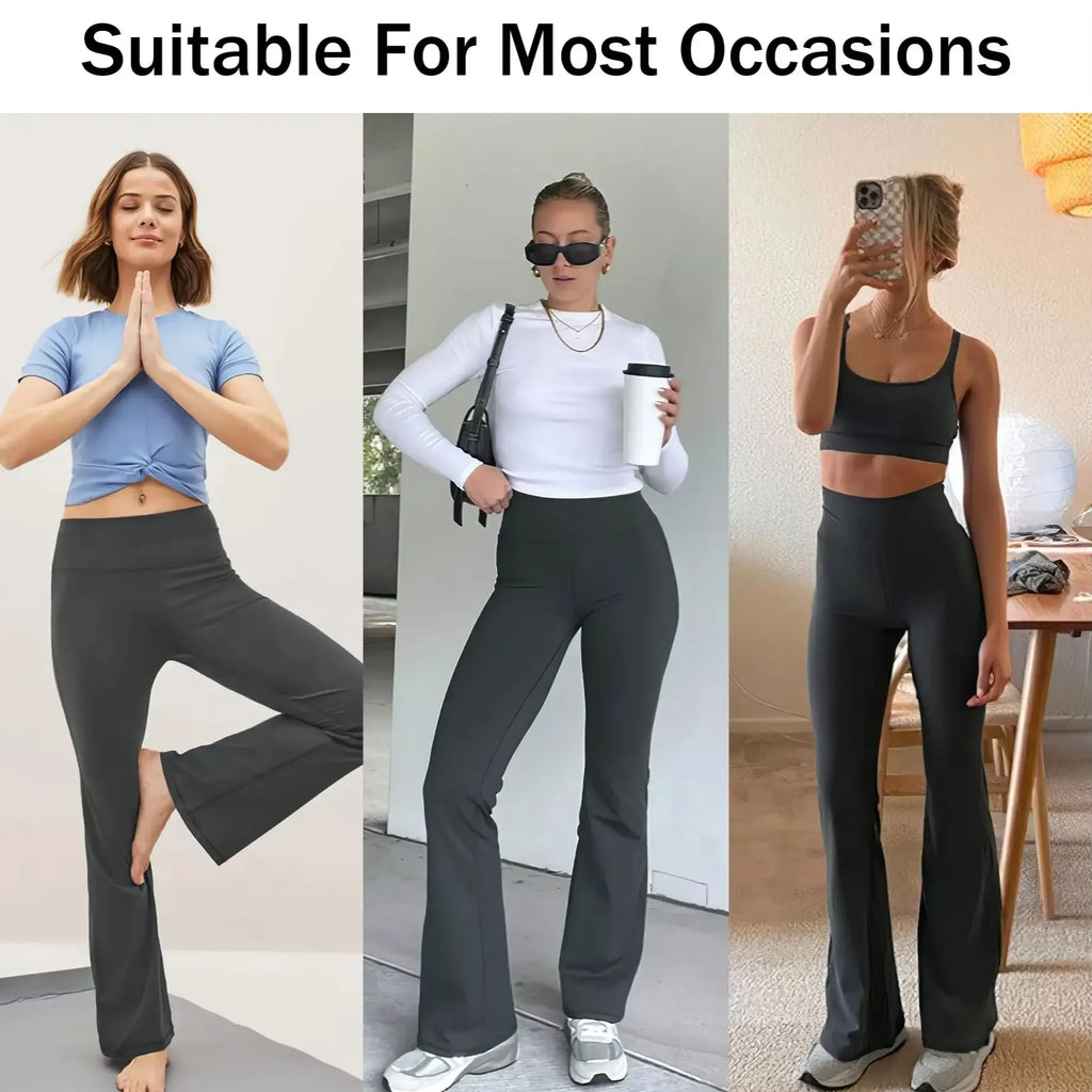 Women's Flare Leggings with Pockets High Waisted Butt Lifting No Front Seam Tummy Control Bootcut Yoga Pants for Women