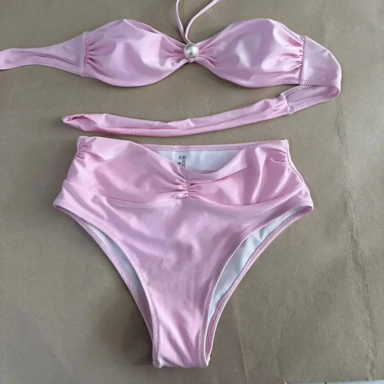 Bandeau Bikinis 2025 Sexy Women Swimsuit Female Swimwear High Waist Bikini Set Biquini Bathing Suit Swimming Suit Beachwear