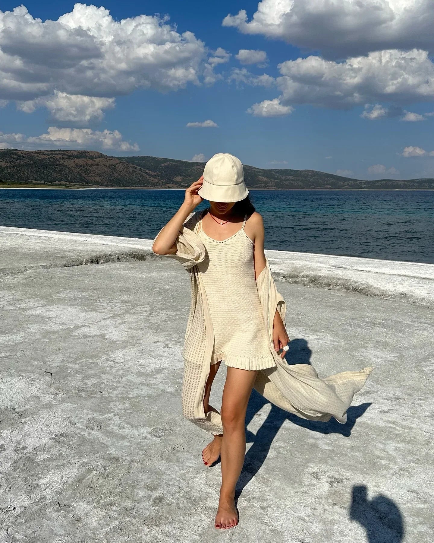 2025 Women Comfy Swimsuit Cover Up Seaside Holiday Club Dresses Sexy Crochet Halter V Neck Chic Ruffle Knit Beach Mini Dress K58 Luxlife Brands