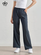 Alo Eup High Waist Wide Leg Dstring Pants Summer Casual Fitn Outdoor Sports Straight Leg Loose Fit Trousers Luxlife Brands