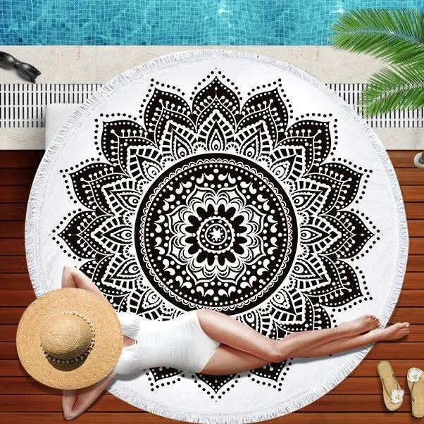 Gradient Mandala Round Beach Towel/Yoga Mat