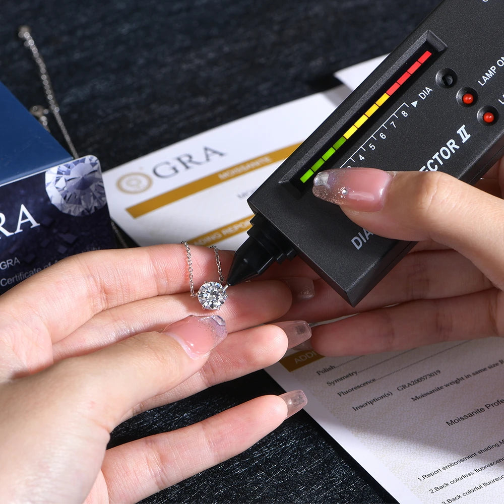 LUX FINE JEWELRY | 925 Silver Pendant Round Cut 1.0ct D Color White Moissanite Necklace