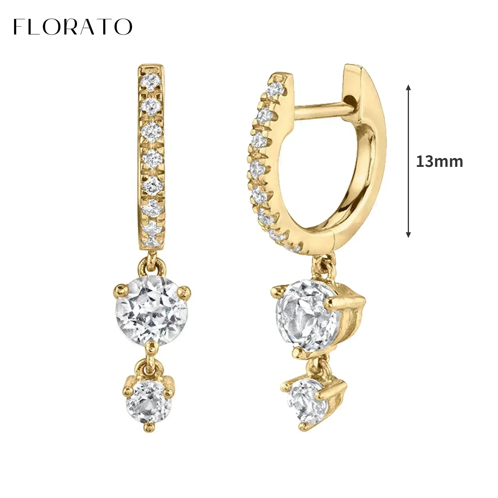 Luxury white crystal zircon earrings 925 sterling silver ear needles Hoop gold earrings For women Fashion Luxury Wedding Jewelry Luxlife Brands