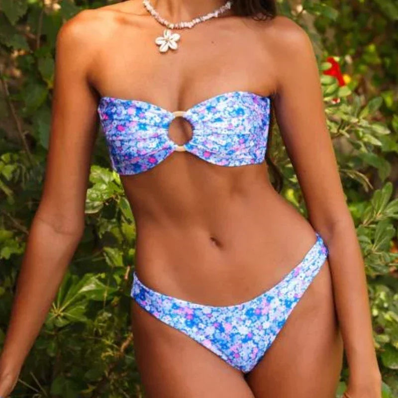 Yiiciovy Micro Bikini Push Up Women Swimsuits Sexy New Flowe Print Female Swimwear Brazilian Bikini Set Biquini Beachwear