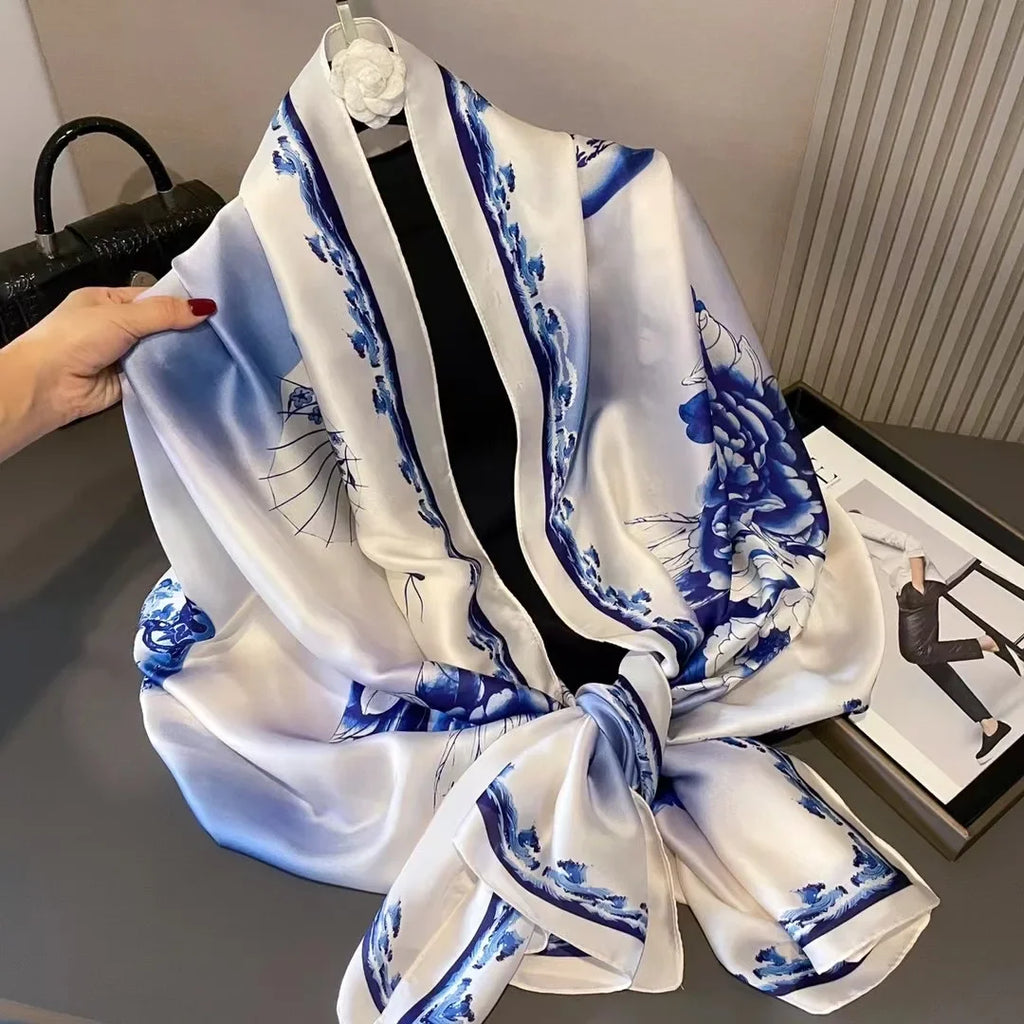 180*90cm Luxury Brand Spring Summer Autumn Women Clothing New Fashion Color matching printed silk scarf lady popular turba