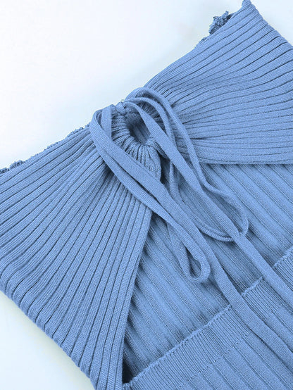 Knitting Strapless Backless Summer Dress Women 2023 Pleated Bodycon Mini Sexy Dress Elegant CasualDresses Vestidos YL22483PF LUXLIFE BRANDS