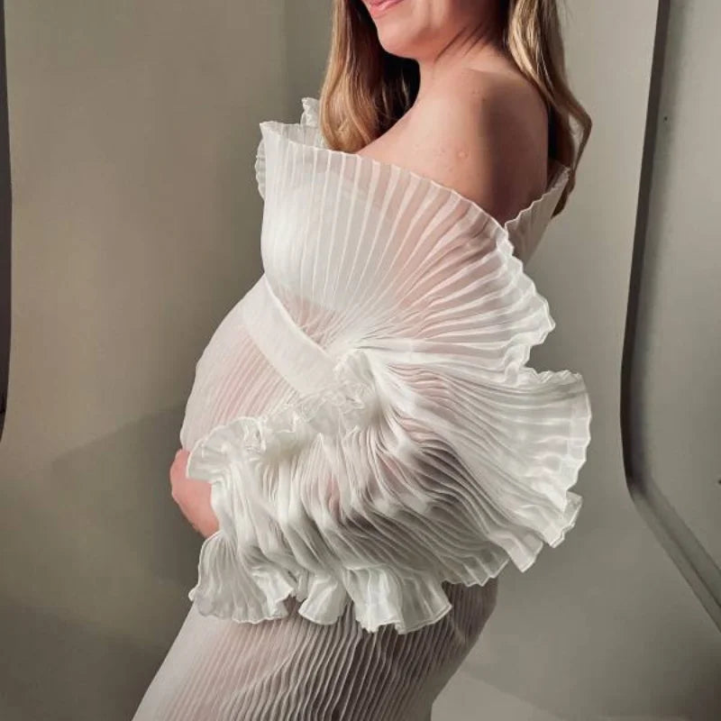 Elegant Pleated Maternity Gown