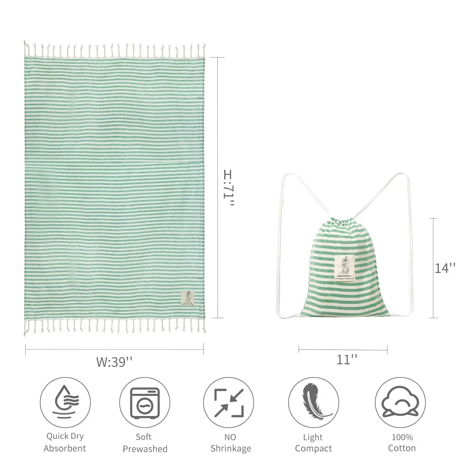 YEUZLICOTTON Hot Sale luxury Striped Tassel 100% cotton sauna spa bath towel For Home 100*180CM Travel Turkish Large beach towel