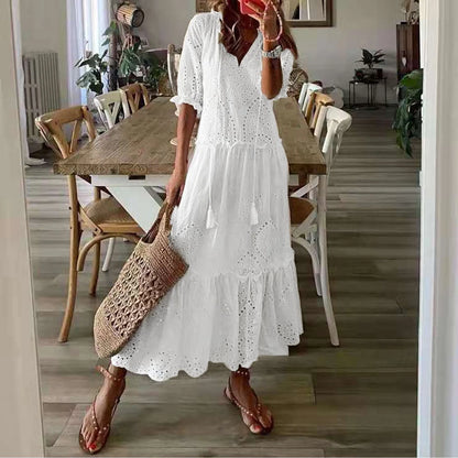 Boho White Lace Beach Dress LUXLIFE BRANDS