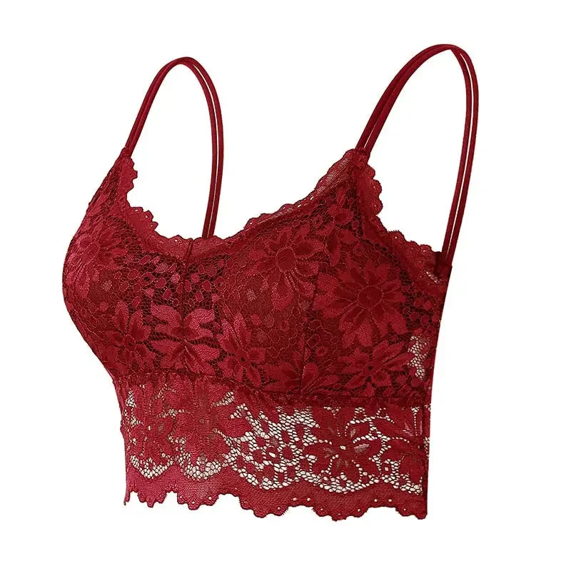 New Women Lace Bras Top Comfortable Bralette Solid Color Sexy Underwear Vest Female Hollow Out Wireless Lingerie Seamless Bra