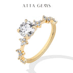 ATTAGEMS New Moissanite Ring for Women Four claws s925 Silver Rings Yellow Gold Plated Classic Anniversary Jewelry Free Shipping Luxlife Brands