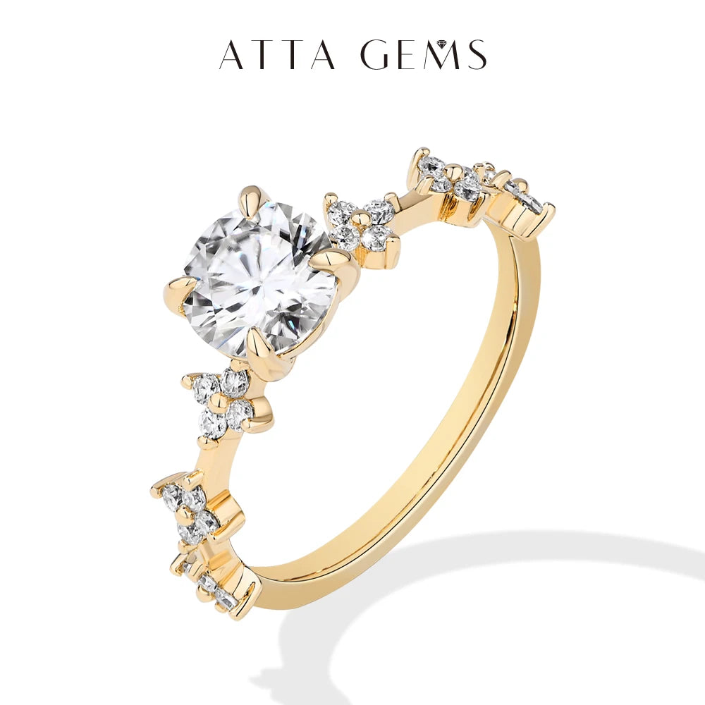 ATTAGEMS New Moissanite Ring for Women Four claws s925 Silver Rings Yellow Gold Plated Classic Anniversary Jewelry Free Shipping Luxlife Brands