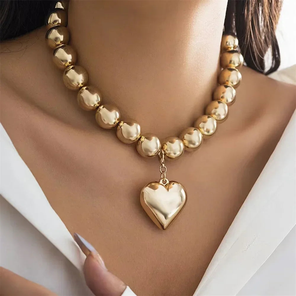 Vintage Silver-plate Geometric Exaggerated Artificial Pearl Chain Necklace For Women Female Fashion Boho Y2K Girl Jewelry Gift Luxlife Brands