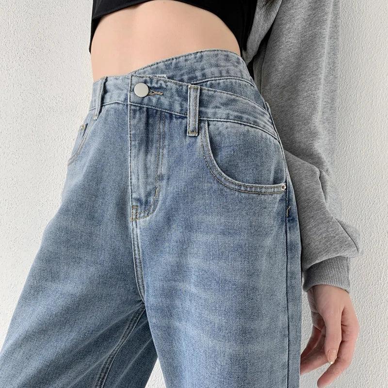OUSSYU Jeans Women Wide Leg Pants Mom Femme Black Blue Jean High Waist Woman Trousers Brand Clothing Pantalones Spodnie Damskie LUXLIFE BRANDS