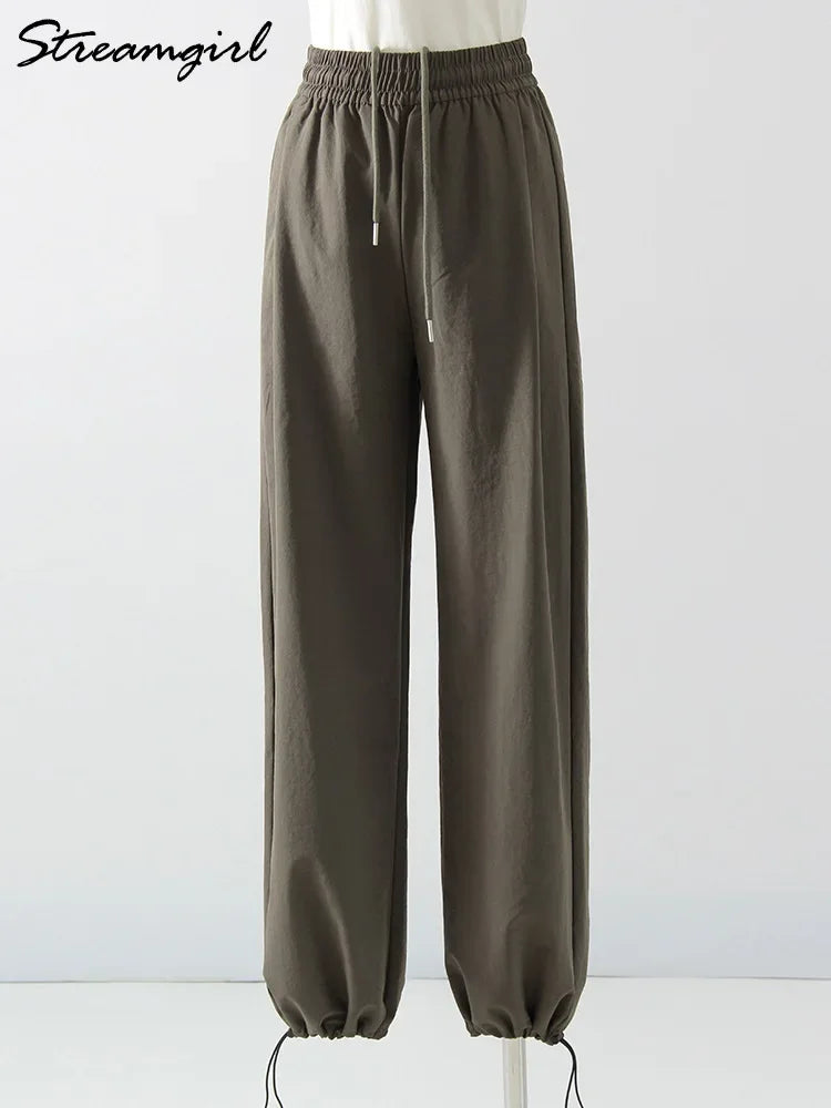 White Sweatpants For Women High Waist Loose Joggers Straight Trousers Female Black Spring Summer Casual Woman Long Pant Wide Leg