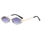 Trendy Rimless Polygonal Sunglasses Stylish Gradient Lens Metal Shades Eyewear Luxury Brand Small Rhombus Vintage Sun Glasses Luxlife Brands
