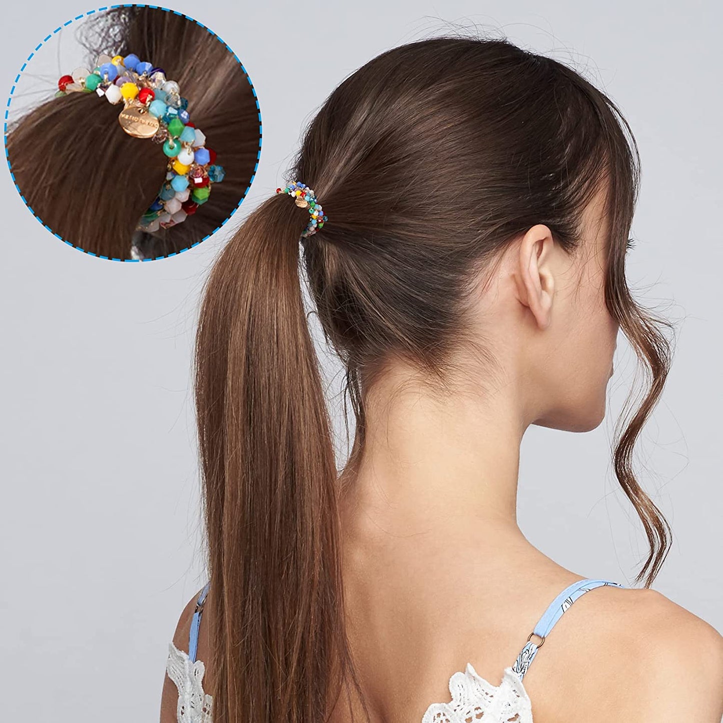 1pc Women Crystal Pearls Hair Rope Handmade Elastic Beaded Ponytail Holders Hair Ties For Women And Girls Hair Accessories