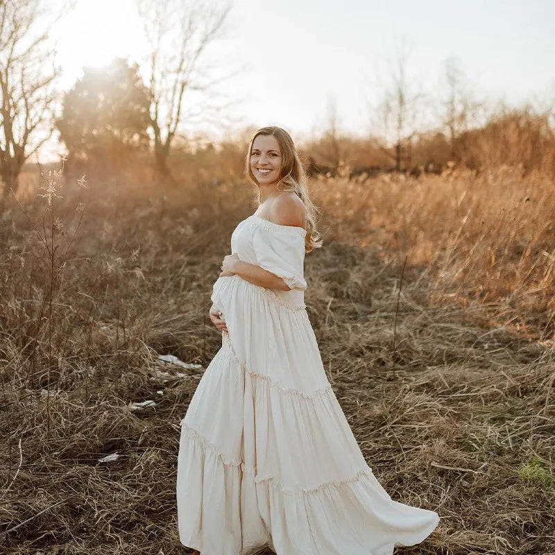 Vintage Boho Maternity Maxi Gown