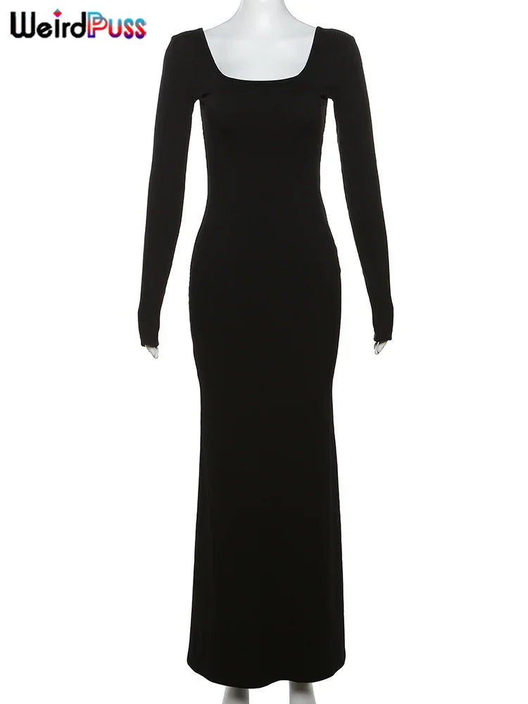 Spandex Long Sleeve Maxi Dress LUXLIFE BRANDS