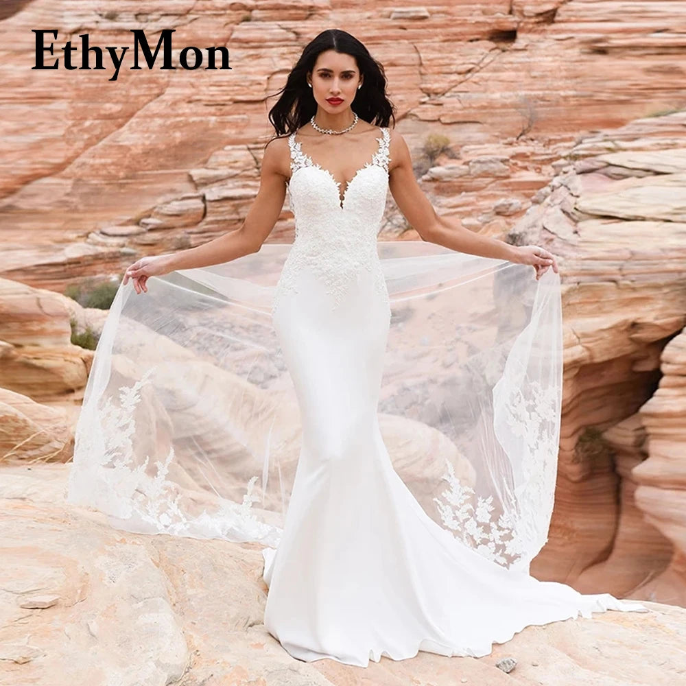Ethymon Modern Sweetheart Wedding Gown For Bride Off the Shoulder Trumpet Lace Appliques Backless Robe De Mariée Customised Luxlife Brands