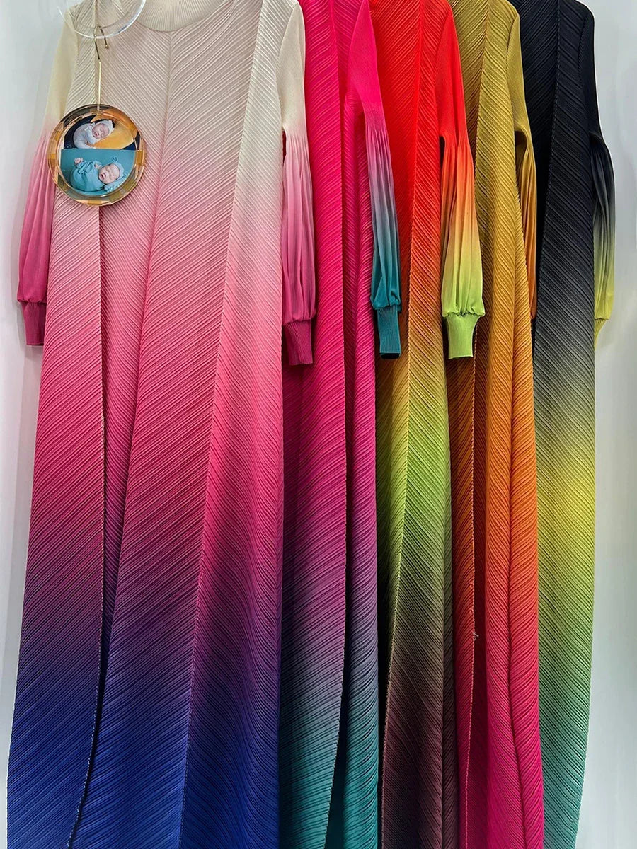 Gradient Pleated Maxi Dress