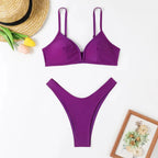 Hot Sale Of The Season New Pure Color Sexy Quick Dry Tight Bikini Swimwear for Holiday Hot Girl Cross-Border Bikini Set Women's Luxlife Brands