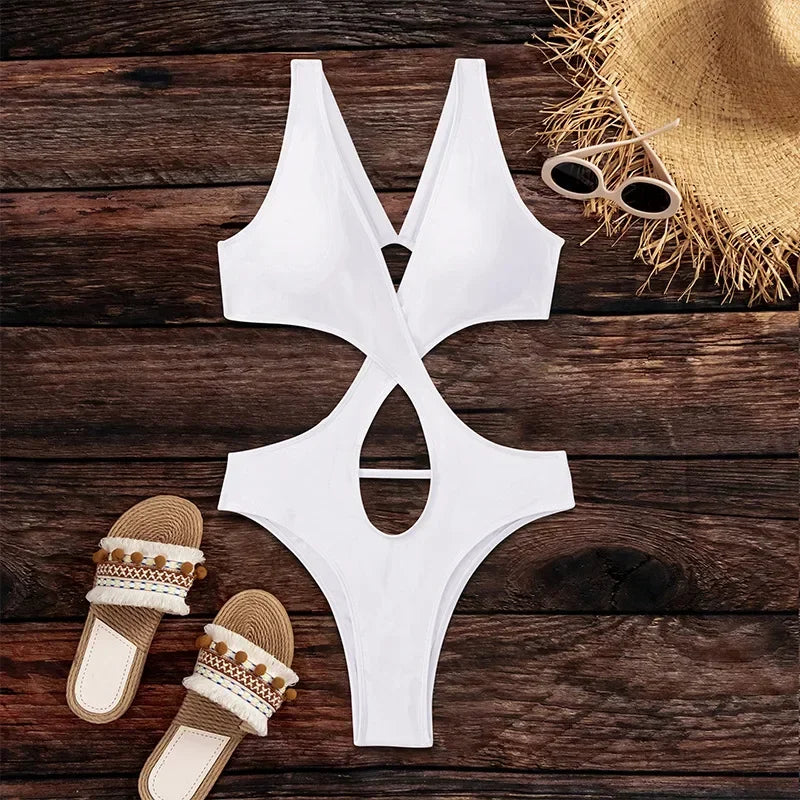 Red One Piece Swimsuit Woman Trikini Raceback Swimwear Thong Beachwear Woman 2025 Cut Out Bathing Suits Ladies Holiday Summer