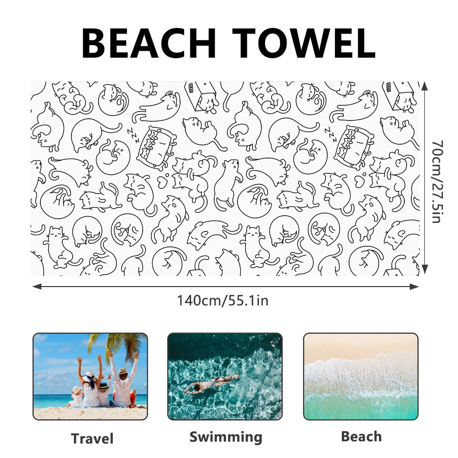 Soft Microfiber Cartoon Beach Towel