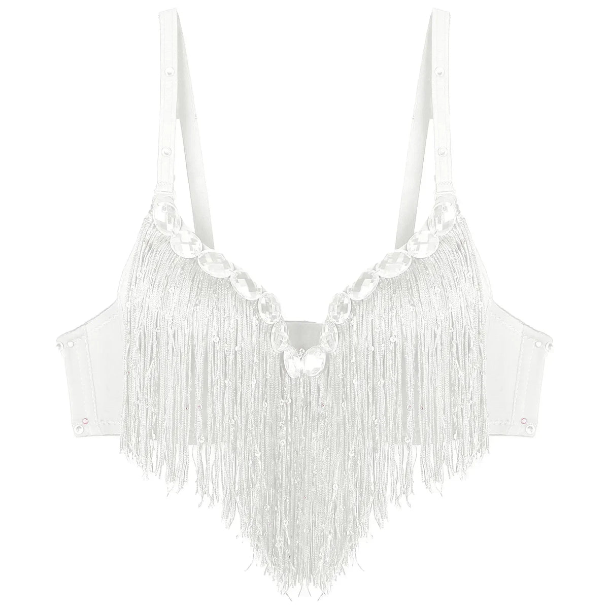 The Stardust Oasis Sirena – Sequined Tassel & Rhinestone Push-Up Belly Dance Bra Top